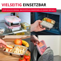 Westmark kutija za užinu od nehrđajućeg čelika – bento kutija otporna na curenje – pogodna za mikrovalnu pećnicu i pećnicu, bez BPA – za školu, posao – srebrna, s pregradama 450 + 280 ml 4