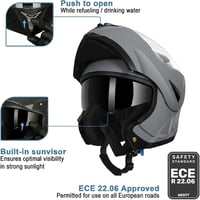 Westt ECE 22.06 Klapphelm Motorradhelm Sonnenblende Visier Damen Herren - XL, Matt grey 2