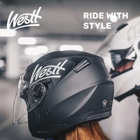 Westt Jet Matt Fekete Motoros Bukósisak Dupla Napellenzővel - ECE Tanúsított - S Méret (55-56 cm) Motorkerékpárhoz és Robogóhoz -  3