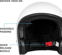Westt Jet Retro Bukósisak ECE 22.06 Tanúsítvánnyal - Felnőtt Unisex Metálfehér Félhéjas Motorkerékpár Sisak Chopper Robogó Moped Használatra 3