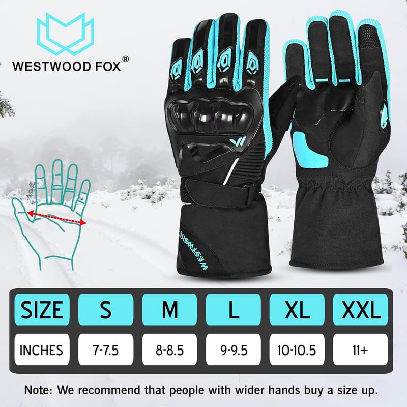 WESTWOOD FOX Vízálló Téli Motoros Kesztyű S-es  - Érintőképernyős, Könnyű, Meleg Védőkesztyű