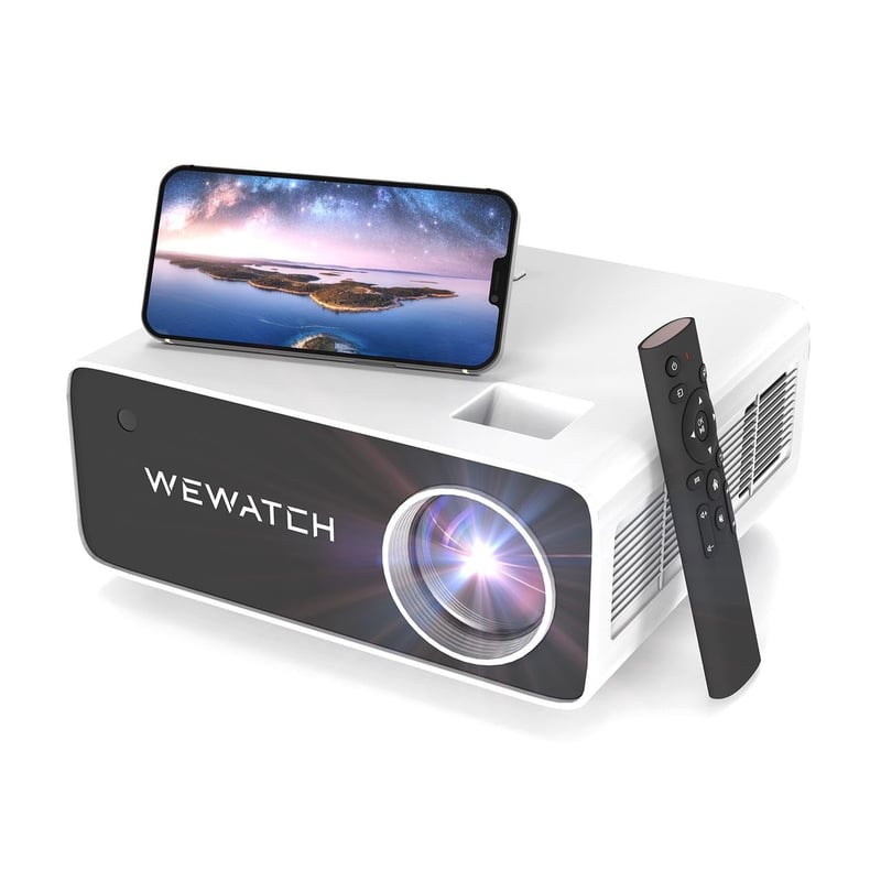 WEWATCH V51 PRO 4K Smart Projektor 19000 Lumenov 5G WiFi Bluetooth s Androidom, funkciou bieleho šumu, kompatibilný s iOS/HDMI/USB, 500 AN