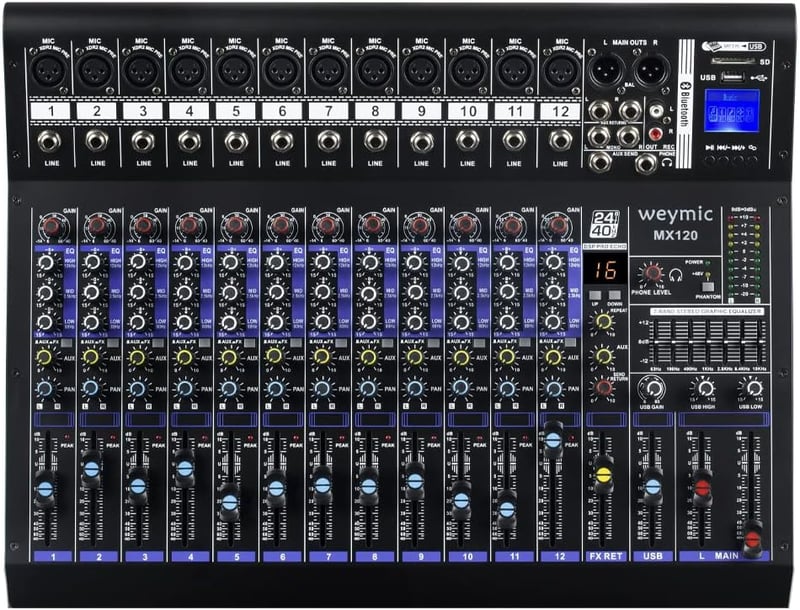WEYMIC MX-120 12 csatornás professzionális keverő USB DSP effektusokkal