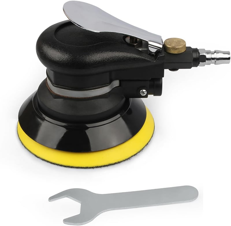 Weytoll 125/150 mm Pneumatikus Excentercsiszoló Vákuum Funkcióval - Polírozó Készlet 4 Féle Koronggal Autóhoz, Fához, Fémhez, 13500 RPM