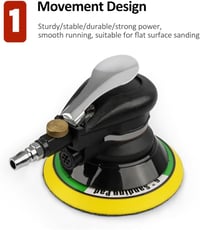 Weytoll 125/150 mm Pneumatikus Excentercsiszoló Vákuum Funkcióval - Polírozó Készlet 4 Féle Koronggal Autóhoz, Fához, Fémhez, 13500 RPM 4