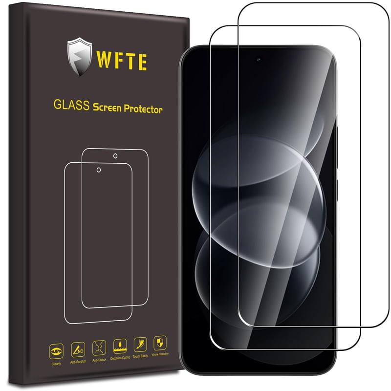 WFTE 2 bucăți sticlă securizată pentru Xiaomi Redmi Note 17 Pro / 17 Pro Max / 15 Pro 5G, folie protectoare ecran, duritate 9H, rezistentă la zgârieturi și bule