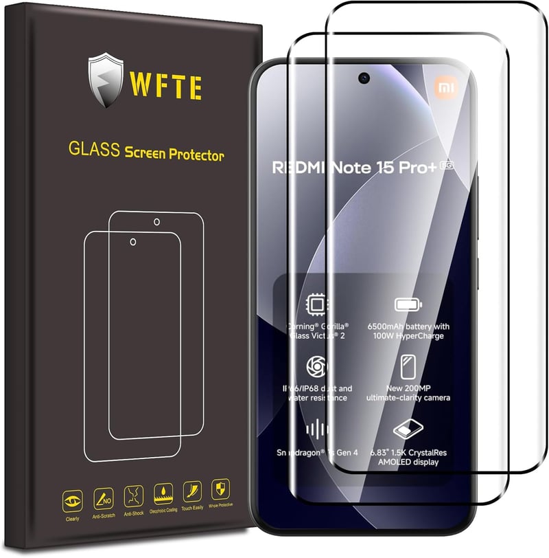 WFTE 2db Xiaomi Redmi Note 15 Pro Plus edzett üveg képernyővédő fólia - Xiaomi Redmi Note 15 Pro+/Poco M8 Pro 5G