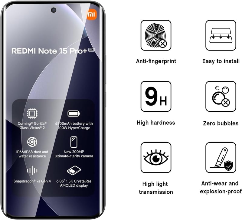 WFTE 2db Xiaomi Redmi Note 15 Pro Plus edzett üveg képernyővédő fólia - Xiaomi Redmi Note 15 Pro+/Poco M8 Pro 5G