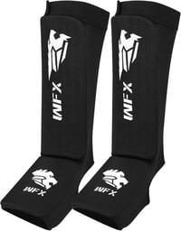 WFX Lábszárvédő Kickboxhoz és MMA Edzéshez - Fekete Bokavédő Muay Thai, Karate, Taekwondo Küzdősportokhoz - Rugalmas Párnázott S Méret 2