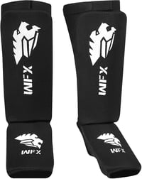 WFX Lábszárvédő Kickboxhoz és MMA Edzéshez - Fekete Bokavédő Muay Thai, Karate, Taekwondo Küzdősportokhoz - Rugalmas Párnázott S Méret 1