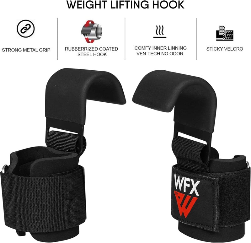 WFX Súlyemelő Horog Gumírozott Nyéllel és Neoprén Csuklópárnával