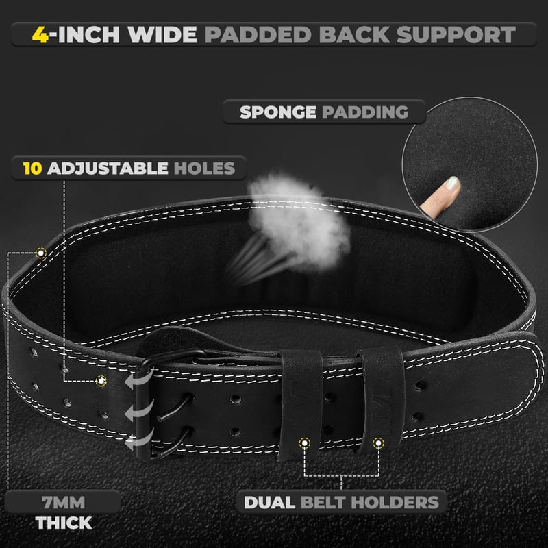 WFX Súlyemelő Öv Fekete Bőr 10cm Széles Állítható Derék Támasztó Edzőterem Fitness Bodybuilding Powerlifting Guggolás Felhúzás