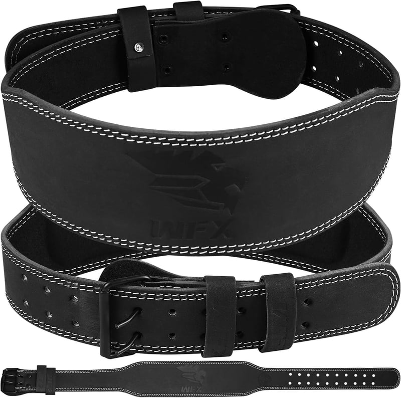 WFX Súlyemelő Öv Fekete Bőr 10cm Széles Állítható Derék Támasztó Edzőterem Fitness Bodybuilding Powerlifting Guggolás Felhúzás
