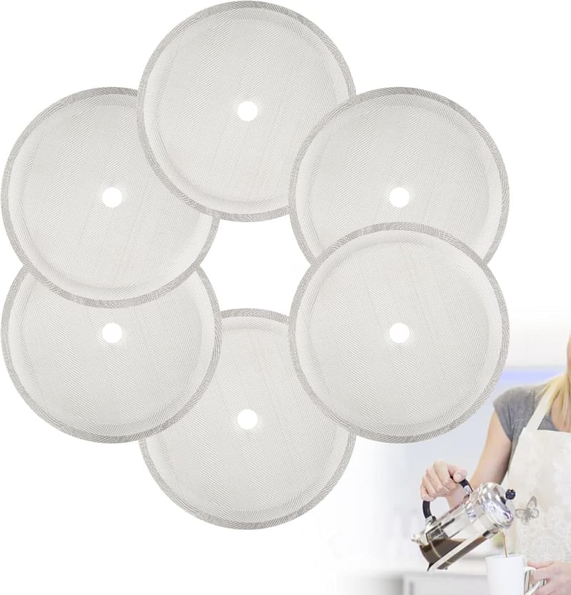 WHC Rozsdamentes Kávéprés Szűrő 10cm 6db Csomag 1000ml Franciaprés Kiegészítő