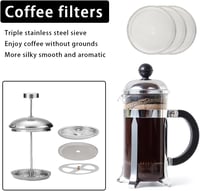 WHC Rozsdamentes Kávéprés Szűrő 10cm 6db Csomag 1000ml Franciaprés Kiegészítő 3