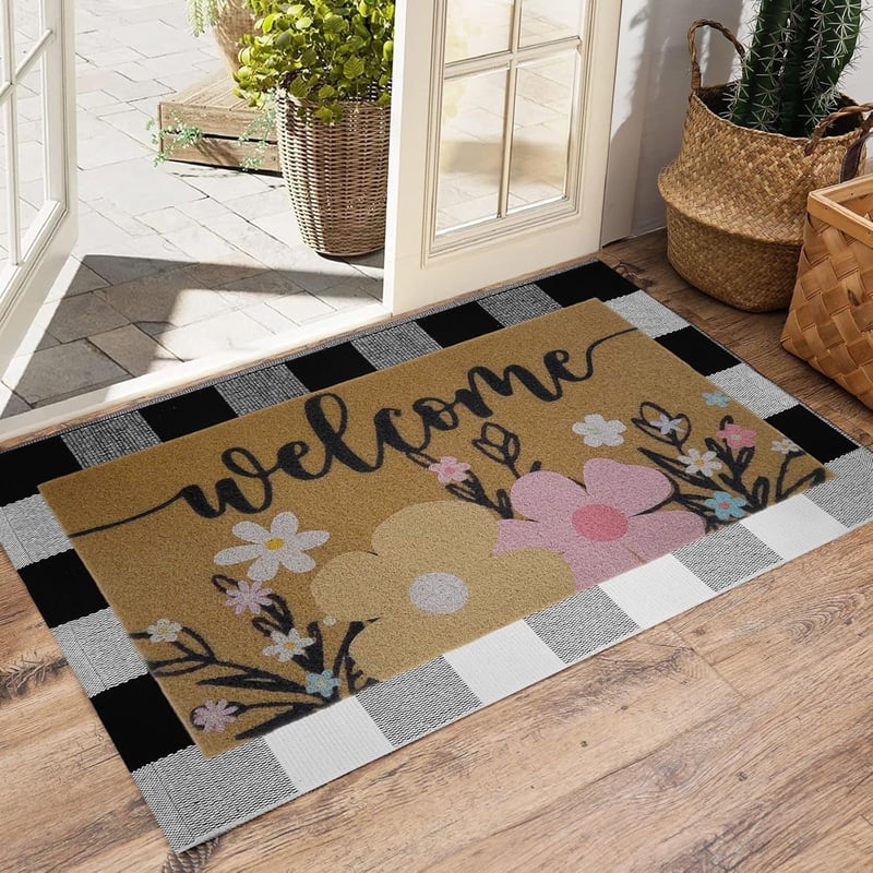 Whemyreat Kókuszrost Lábtörlő 90x60cm 2db Csúszásmentes Bejárati Ajtó Dekoráció