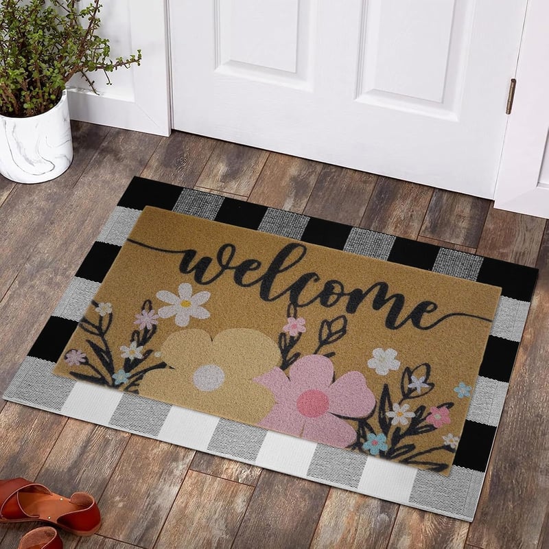 Whemyreat Kókuszrost Lábtörlő 90x60cm 2db Csúszásmentes Bejárati Ajtó Dekoráció