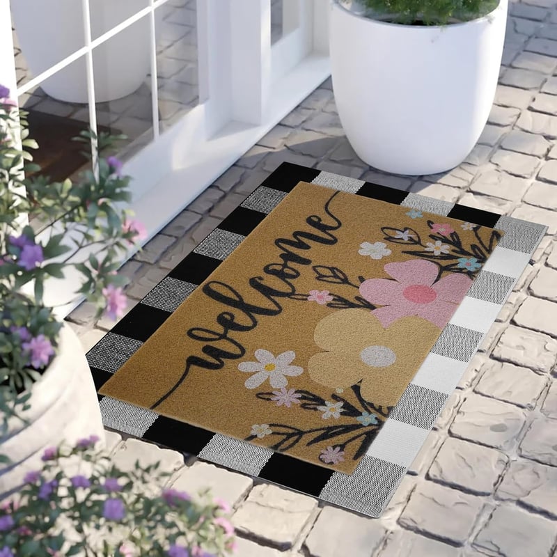 Whemyreat Kókuszrost Lábtörlő 90x60cm 2db Csúszásmentes Bejárati Ajtó Dekoráció