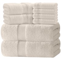 Set de prosoape de baie White Classic Luxury, 8 piese, 100% bumbac turcesc, 700 g/m², 2 prosoape de baie, 2 prosoape de mâini, 4 lavete, ivoar 1