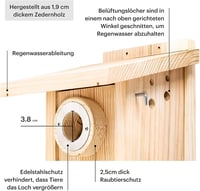 WHITEHORSE Prémium Madárház és Fészkelődoboz - Időjárásálló Cédrusfa Odú - Kerti Madármegfigyeléshez - Európai Madárfajok Számára 2