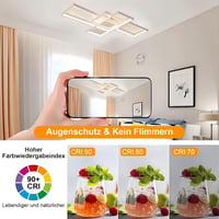 WHLL Mennyezeti LED Lámpa 105 cm 72W - Távirányítós, Szabályozható Fényerő, 3000K-6500K Színhőmérséklet, Modern Geometriai Dizájn, Nappali, 4