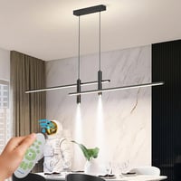 WHLL Modern LED Csillár Étkezőasztalhoz, Dimmelhető Függőlámpa, Magasságállítható Fekete 1