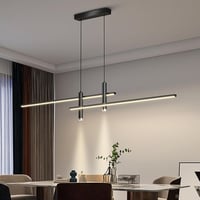 WHLL Modern LED Csillár Étkezőasztalhoz, Dimmelhető Függőlámpa, Magasságállítható Fekete 6