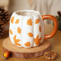 Cană cu Dovleac Widdop and Co Country Living - Cană din Ceramică cu Frunze Portocalii pentru Toamnă, pentru Iubitorii de Cafea și Ceai, Cadou Sezonier 2