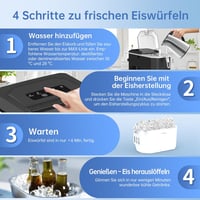 WIE Jégkockakészítő Gép, Kompakt Jégkocka Gyártó 1,3L Tartállyal, 9 Kocka 6 Perc Alatt, Öntisztító Funkció, Csendes Működés Konyhába 7