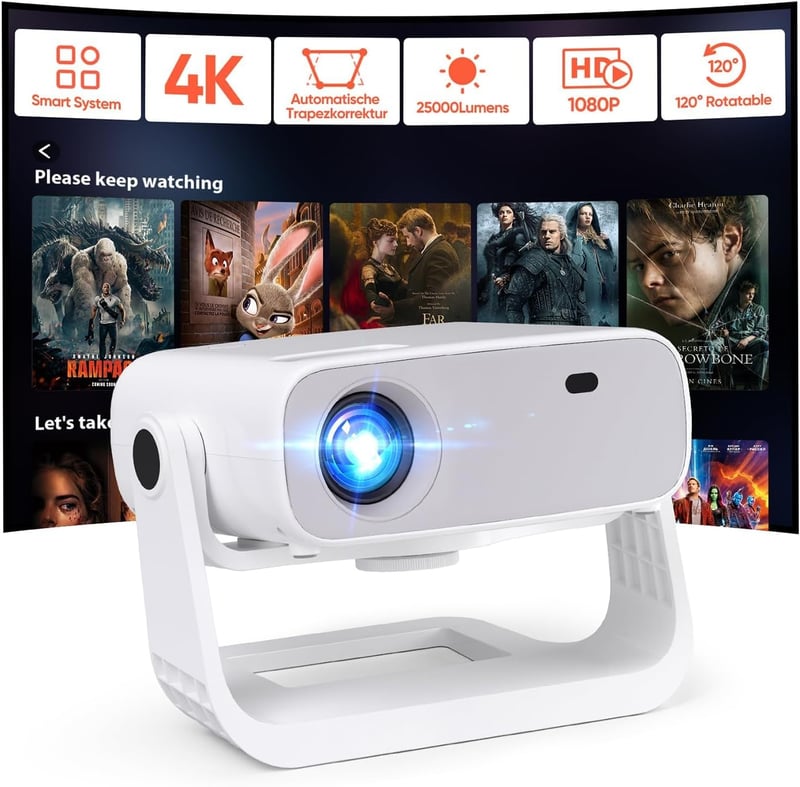 Wielio Smart Projector Full HD 1080P 4K 25000 Lumens Otthoni Mozi