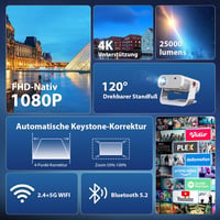 Wielio Smart Projector Full HD 1080P 4K 25000 Lumens Otthoni Mozi 2