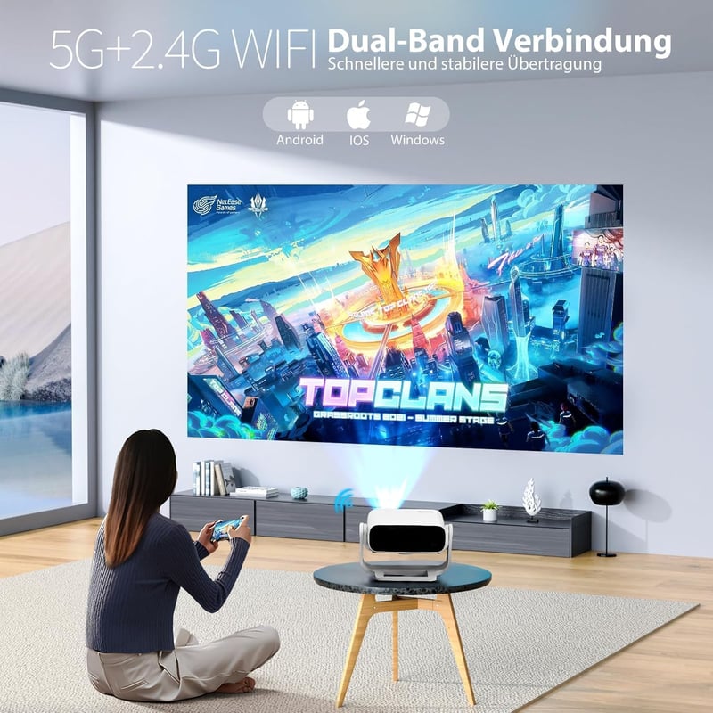 Wielio Smart Projector Full HD 1080P 4K 25000 Lumens Otthoni Mozi