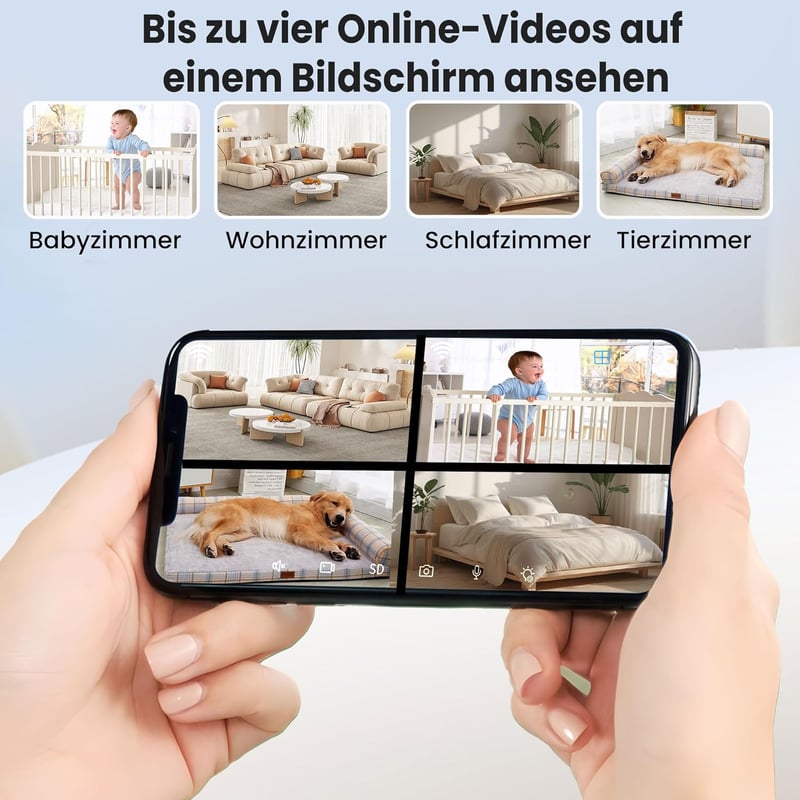 WiFi Biztonsági Kamera Beltéri Mozgásérzékelős Éjjellátó Kétirányú Audio SD Felhő