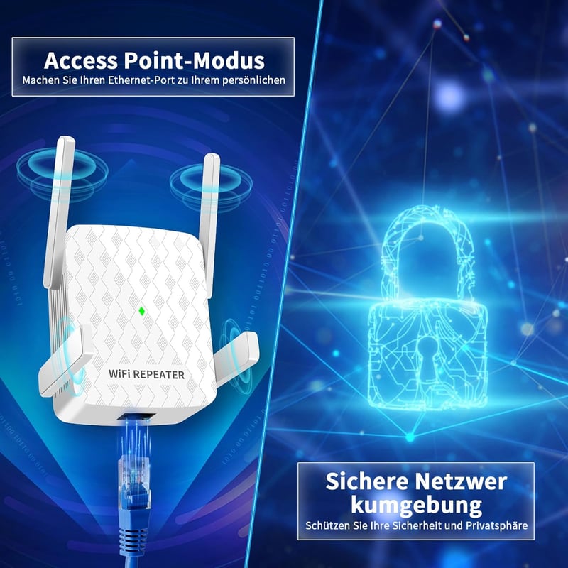 WiFi jelerősítő, 1200 Mbit/s, Dual Band (2.4GHz + 5GHz)
