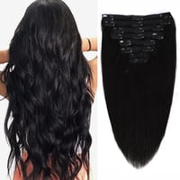 WIGENIUS Clip-In hajhosszabbítás valódi emberi hajból, 110 g, 8 db - fekete - 35 cm 1
