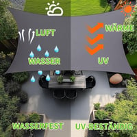 wiipara Vízálló Napvitorla 2x2m Világosszürke UV Védelem Teraszra 3