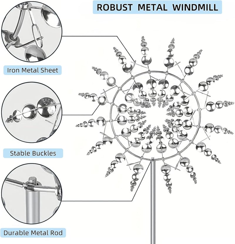 WIKOGDFE 3D Fém Szélkerék Kerti Dekoráció Kültéri Patio Díszítéshez