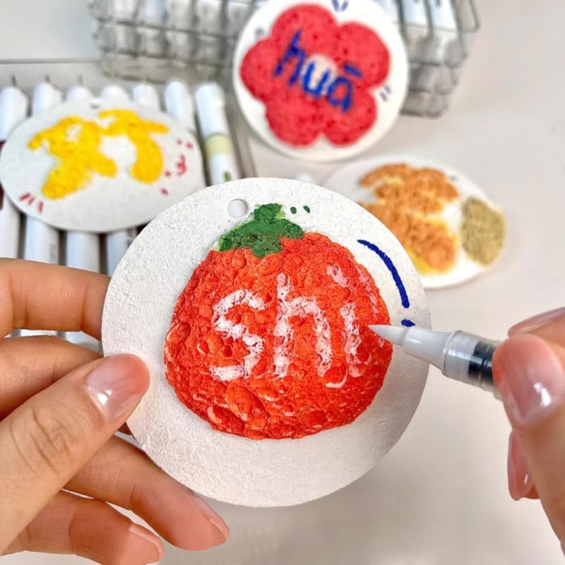 WIKOGDFE 3D Puffy Paint szivacs vászon 12 színű filccel DIY kreatív rajzoláshoz