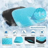 Pernă de șezut cu gel Wiksite - Pernă de scaun moale cu structură tip fagure, cu husă antiderapantă, pentru ameliorarea durerilor de spate, ideală pentru mașină, birou, acasă sau scaun cu rotile 2