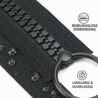 Wilcractk dvosmjerni razdvojivi plastični patentni zatvarač s grubim zupcima – 100 cm, crni – za šatore, cerade za prikolice i popravke 4