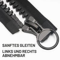 Wilcractk dvosmjerni razdvojivi plastični patentni zatvarač s grubim zupcima – 100 cm, crni – za šatore, cerade za prikolice i popravke 5