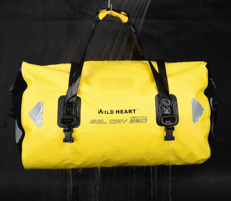 WILD HEART 66L Vízálló Utazótáska Sárga Erősített Varrással Kajak Kempingezés Motorozás - 66L, 66l Yellow Without Base