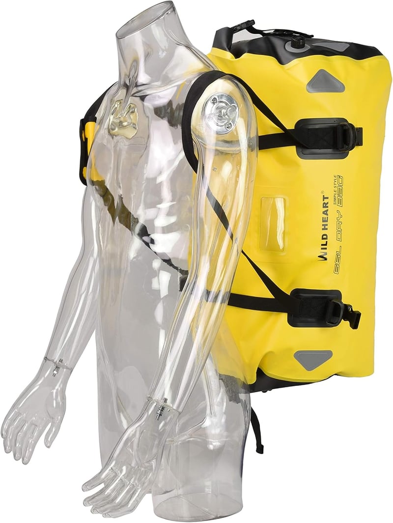 WILD HEART 66L Vízálló Utazótáska Sárga Erősített Varrással Kajak Kempingezés Motorozás - 66L, 66l Yellow Without Base
