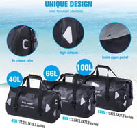 WILD HEART vízálló utazótáska 40L 66L 100L PVC500D kötéllel kempinghez kajak motorozáshoz - 100 l, Black 6