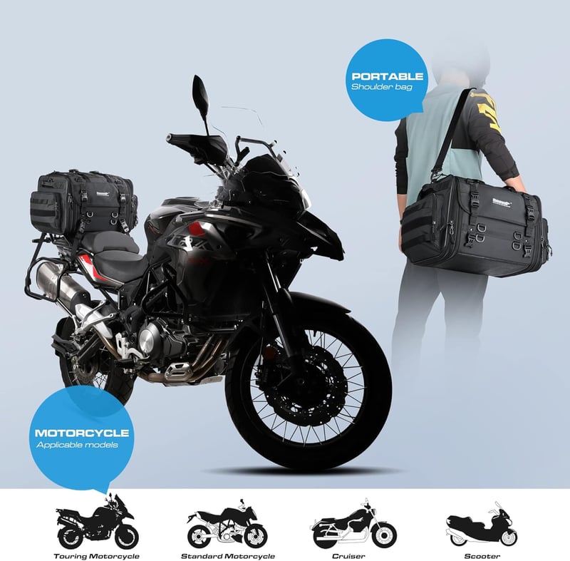 Wildken motoros hátsó táska 40-60L vízálló nyereg táska esővédővel