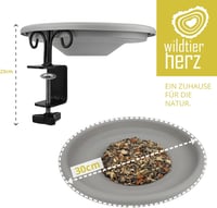 Wildlife Friend Madáritató és Etető Tál XL - Erkélytartóval, 30 cm Átmérőjű Műanyag Madáretető Állomás Vadmadaraknak, Időjárásálló Kerti Ita 3