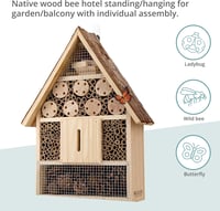 WILDLIFE FRIEND Nagyméretű Méhhotel Kéregtetővel - Időjárásálló Rovarhotel Természetes Fából 4