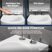 Wilford & Sons Prémium WC ülőke Duroplast D-forma fehér - Lecsapódásgátlóval, levehető, könnyen tisztítható WC tető és ülőke szett 5