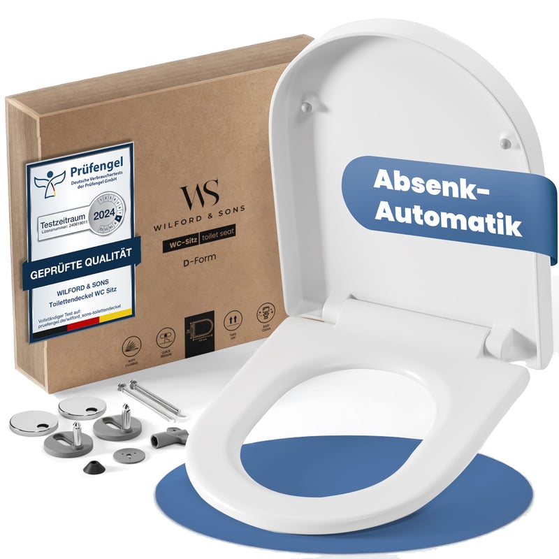 Wilford & Sons Prémium WC ülőke Duroplast D-forma fehér - Lecsapódásgátlóval, levehető, könnyen tisztítható WC tető és ülőke szett