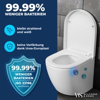 Wilford & Sons Prémium WC ülőke Duroplast D-forma fehér - Lecsapódásgátlóval, levehető, könnyen tisztítható WC tető és ülőke szett 2